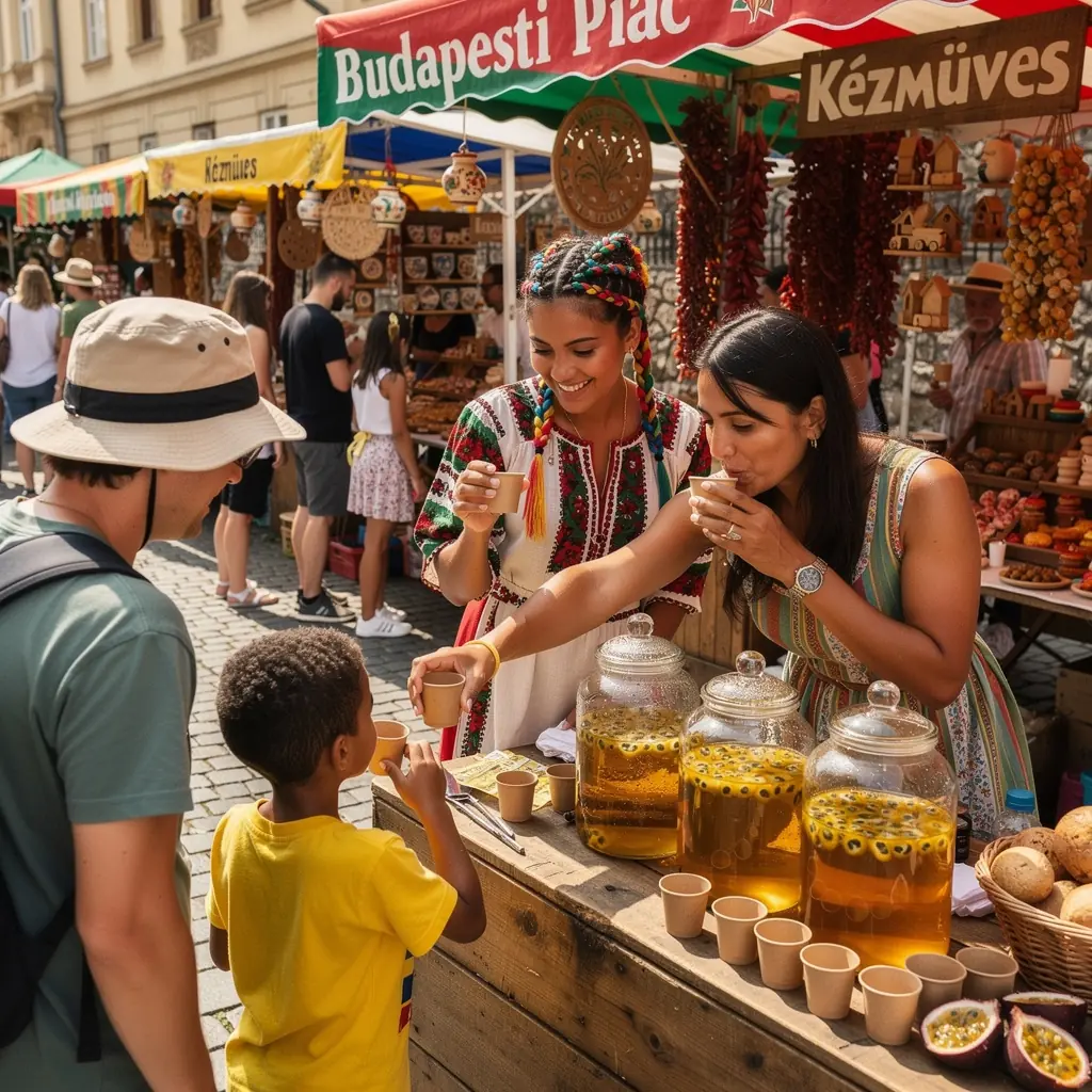 Friss gyümölcsökből készült passiógyümölcs tea, élénk színű pohárban.