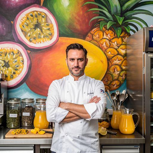 Frissítő passiógyümölcs tea, jégkockákkal díszítve.